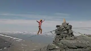 World Record Slackline - Lapporten project sent by Lukas Irmler