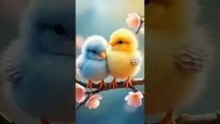 Charming Duo of Pastel Birds: A Whimsical Vision from Moral Magic Land