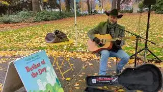Busker Tango Cowboy playing 'Ghost Riders in the Sky' by Stan Jones @ Denny Park on 11.20.24