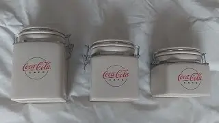 **GENUINE** C2007 Coca Cola Cafe Collectable Jar Set by Gibson (Set of Three) (Davey's Antique Arms)