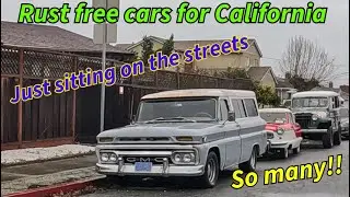 looking at vintage cars in the Bay area of California