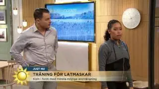 Simon Sk&ouml;ld visar sina b&auml;sta &ouml;vningar - f&ouml;r latmaskar  - Nyhetsmorgon (TV4)