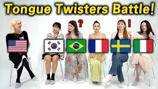 Top 5 Hardest English Tongue Twisters!! (US, South Korea, Brazil, France, Sweden, Italy)