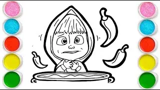 MASHA with spicy food Drawing, Painting & Coloring For Kids and Toddlers_ Child Art