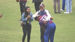 Respect moments Sompal Kami alongside his wife Pratibha touching the feet of the father of Karan KC
