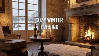 Cozy winter evening near fireplace 