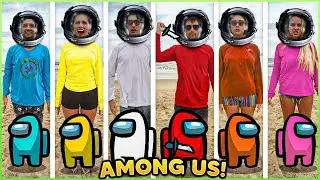 AMONG US NA PRAIA COM TODOS DA CASA!! ( AMONG US NA VIDA REAL ) [ REZENDE EVIL ]