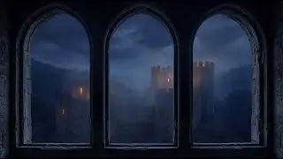 Medieval Castle Window Rain Ambience | Relaxing Fantasy Music