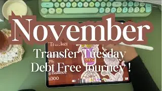 Transfer Tuesday for NOVEMBER ☕️🤎🍂 coloring in my debt tracker sheets! 🧡 debt-free journey