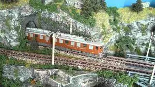 BLS Ae 6/8 + freight train, SBB Re 4/4 + TEE L'Arbalete/Helvetia, BLS Ae 8/8 + passenger train