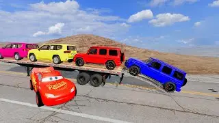 Flatbed Truck McQueen | Transportation with Truck - Pothole vs Car # | BeamNG.Drive Gameplay