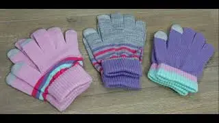 accsa 3 Paar Kinder M&auml;dchen Handschuhe Stretch Vollfinger Strickhandschuhe Magic Winterhandschuhe Ge