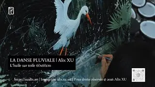 LA DANSE PLUVIALE | Huile sur toile, 60 × 60 cm | Alix XU