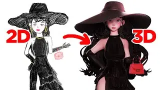 블렌더로 2D 일러스트를 3D 캐릭터로 만들기👄🌹 2D to 3D Blender Character Timelapse