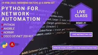 #1 What is Python Network Automation? \ Online Instructor-led Batch \ 𝟏9-feb-𝟐𝟎𝟐𝟏 (Sat) @ 6:30𝐏𝐌 𝐈𝐒𝐓