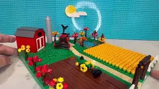 LEGO Farm with fall colors, micro scale custom farm, tractors and  combine harvester