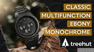 Classic Multifunction Ebony Monochrome: Chronograph Wooden Watches for Men