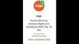 Ixigo Domestic flight ticket discount coupon code