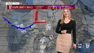 Thursday Late PM Forecast: Snow, freezing drizzle, breezy