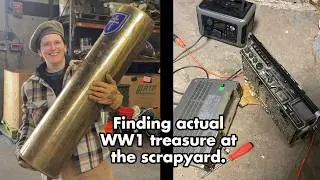 Scrapyard Treasure 21: WW1 240mm Engraved German Shell Casing, Ansonia Mantle Clock, JVC TV Radio