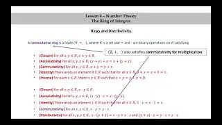 Pure Math - Lesson 4 - Number Theory - Part 1 -  Rings and Distributivity