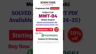 MMT 04 Solved Assignment PDF 2024-25 in English, MASC program MMT-04 Solved assignments