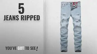 Top 10 Jeans Ripped [2018]: LILBETTER Men's Ripped Slim Fit Tapered Leg Jeans