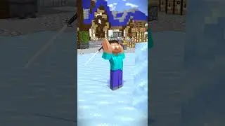 HELP Herobrine Cut Ice Block With Katana VS Monster School (Bones - Imagine Dragons) #shorts