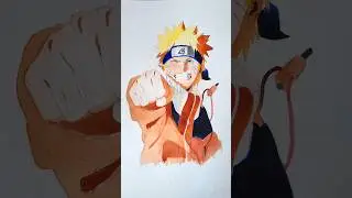 Drawing ✨️Naruto Uzumaki✨️ with Doms Water colors #shorts #naruto #anime