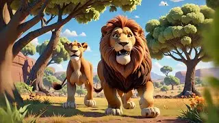The Lion Who Loved to Jump 🦁🤸 | Energetic Story for Kids | Learn Animal Names & Action Words