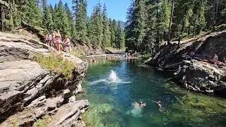 cliff diving in a secret watering hole in washington #river #coldwatertherapy #washington
