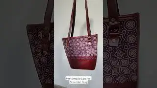 Handmade Leather Shoulder Bag with Ajrakh Block Print