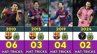 👑 Lonel Messi Hat Tricks Every Year From (2004-2025)