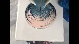 Ring Pour; Blues, Yellow, Peach 2 - Fluid Art - Acrylic Pouring - Abstract Painting May 29, 2019