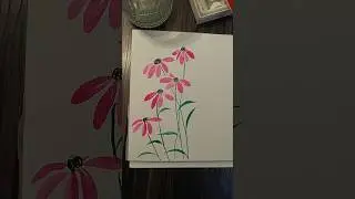Easy flowers painting for beginners/watercolor flowers painting/pink flowers painting