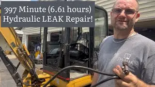 Repairing a hydraulic leak on the Caterpillar Mini Excavator