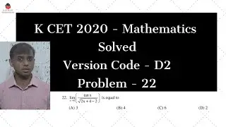 KCET 2020 maths answer key || Full solution | Problem 22 - Version Code D2