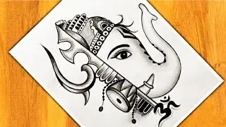 How to draw ganpati and trishul | step by step || Easy drawing tutorial  for beginners ||