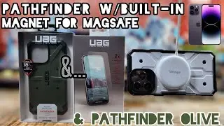 UAG Pathfinder Olive & Pathfinder White w/Built-in Magnet for Magsafe | iPhone 14 Pro Max