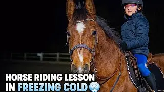 My 9-Year-Old Daughter&rsquo;s Horse Riding Lesson in Freezing #horse #viral 