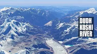 Dudh Koshi River aerial tour. Mount Everest river. दुधकोशी नदी