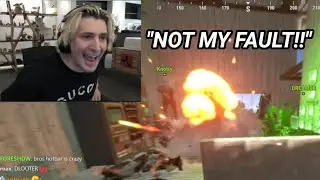xQc убивает товарища по команде ранцем в событии Rust