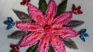 Simple and very easy hand embroidery flower design🌺🌹#viral 