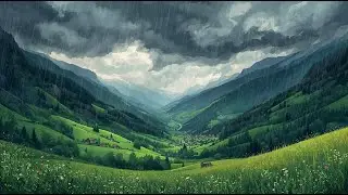 Soothing Rainfall in a Lush Green Valley 🌧️🌿 | Relaxing Nature ASMR