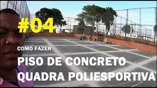 Piso de concreto usinado polido - Quadra poliesportiva (concretagem, polimento, dilatação)