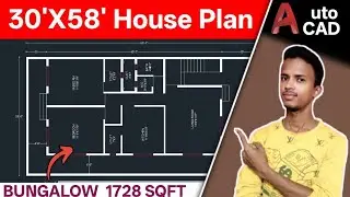 🏠 AutoCAD | 30x58 House plan east facing | 30*58 house plan 3d | 2BHK Modern Ghar Ka Naksha