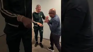 😂 Alex Pereira shows DC his takedown defense in the funniest way! #UFC #MMA