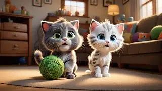 Two Tiny Kittens Play with Yarn | Kitten Song for Kids | Preschool Counting & Animal Playtime Rhyme