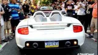 REV BATTLE! White Porsche Carrera GT Huge Rev vs Alpha Nissan GT-R vs Lamborghini Gallardo!