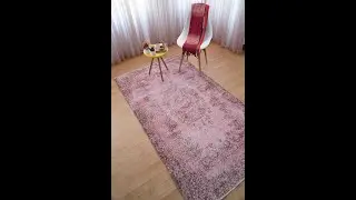 Vintage Turkish Rug, Pink Overdyed Wool Rug